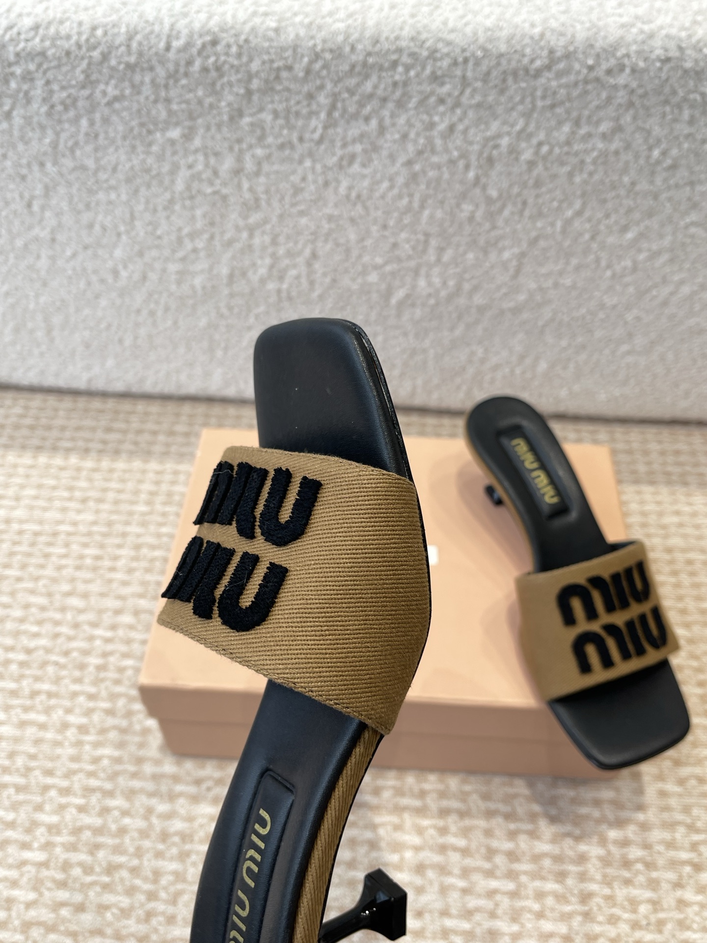 Miu Miu Women's Denim Fabric Heeled Sandals Lambskin Lining Summer Shoes 9 i1745826582364 6817 0 7