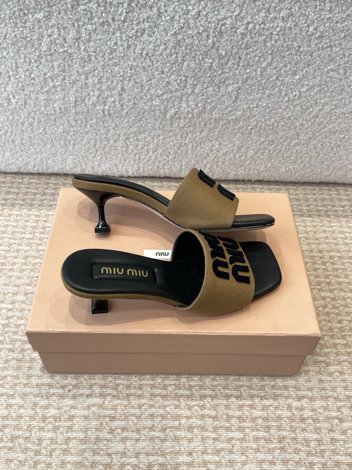 Miu Miu Women's Denim Fabric Heeled Sandals Lambskin Lining Summer Shoes 6 i1745826584200 63 0 3