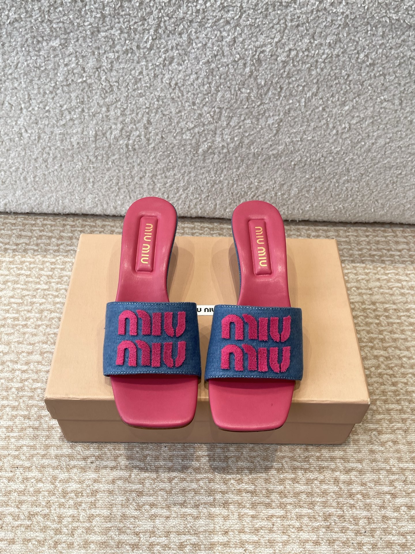 Miu Miu Denim Heeled Sandals - Summer Essential, Premium Lambskin Leather 3 i1745826647414 8 0 0