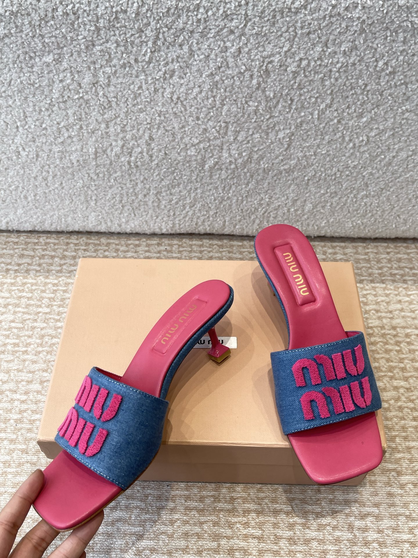 Miu Miu Denim Heeled Sandals - Summer Essential, Premium Lambskin Leather 2 i1745826649713 4626 0 6