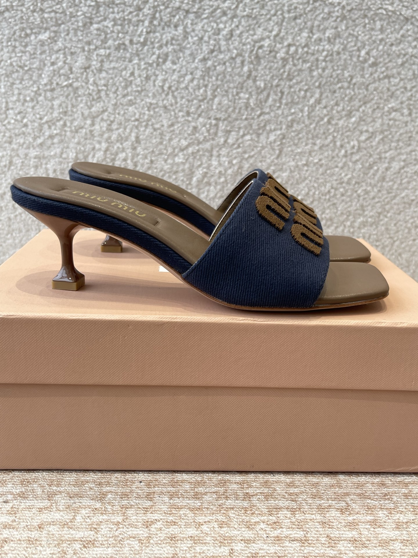 Miu Miu Women's Denim Criss Cross Band Heeled Sandals Slides Slippers 4 i1745826810339 9285 0 1