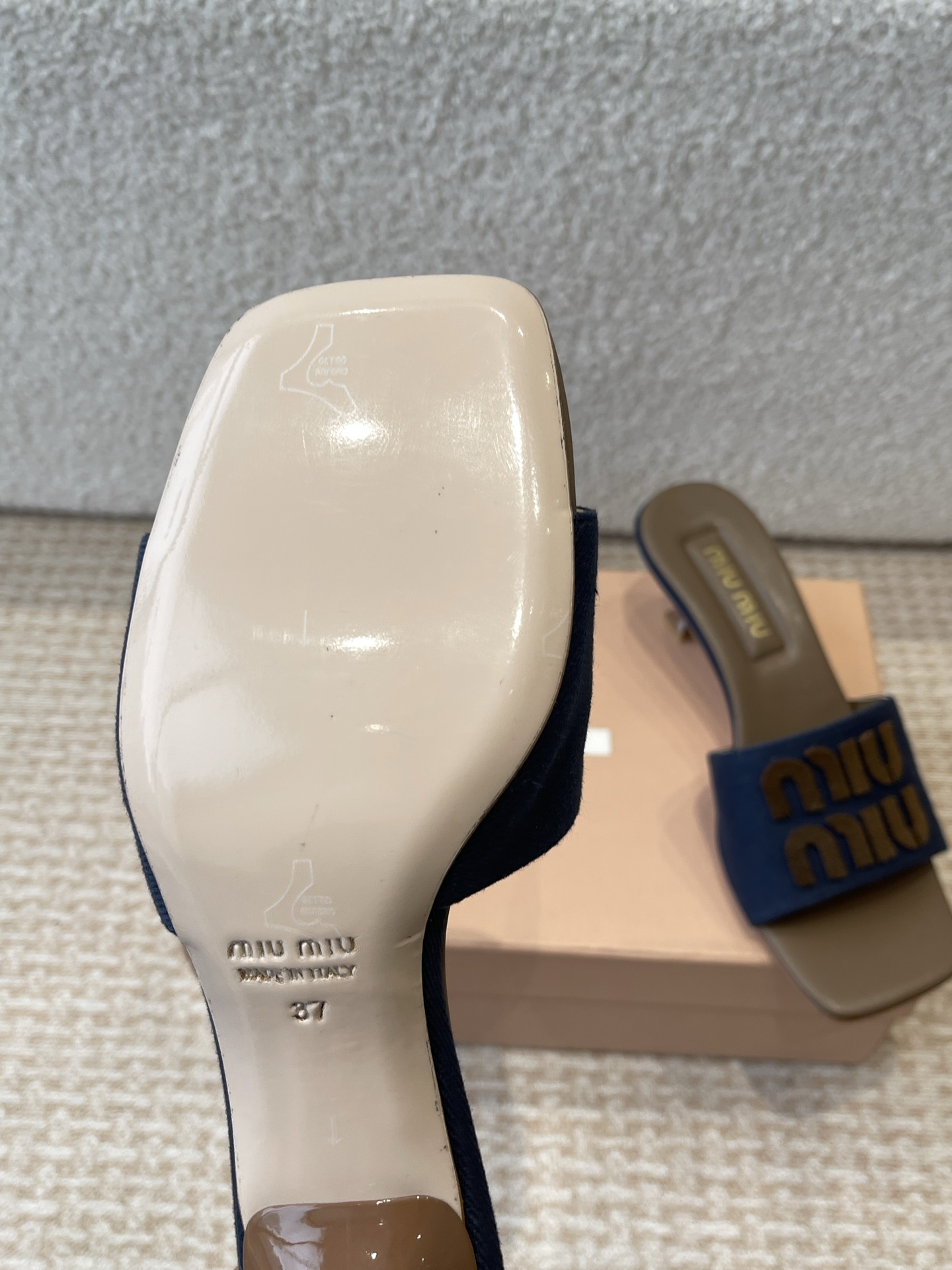 Miu Miu Women's Denim Criss Cross Band Heeled Sandals Slides Slippers 10 i1745826810430 8396 0 8