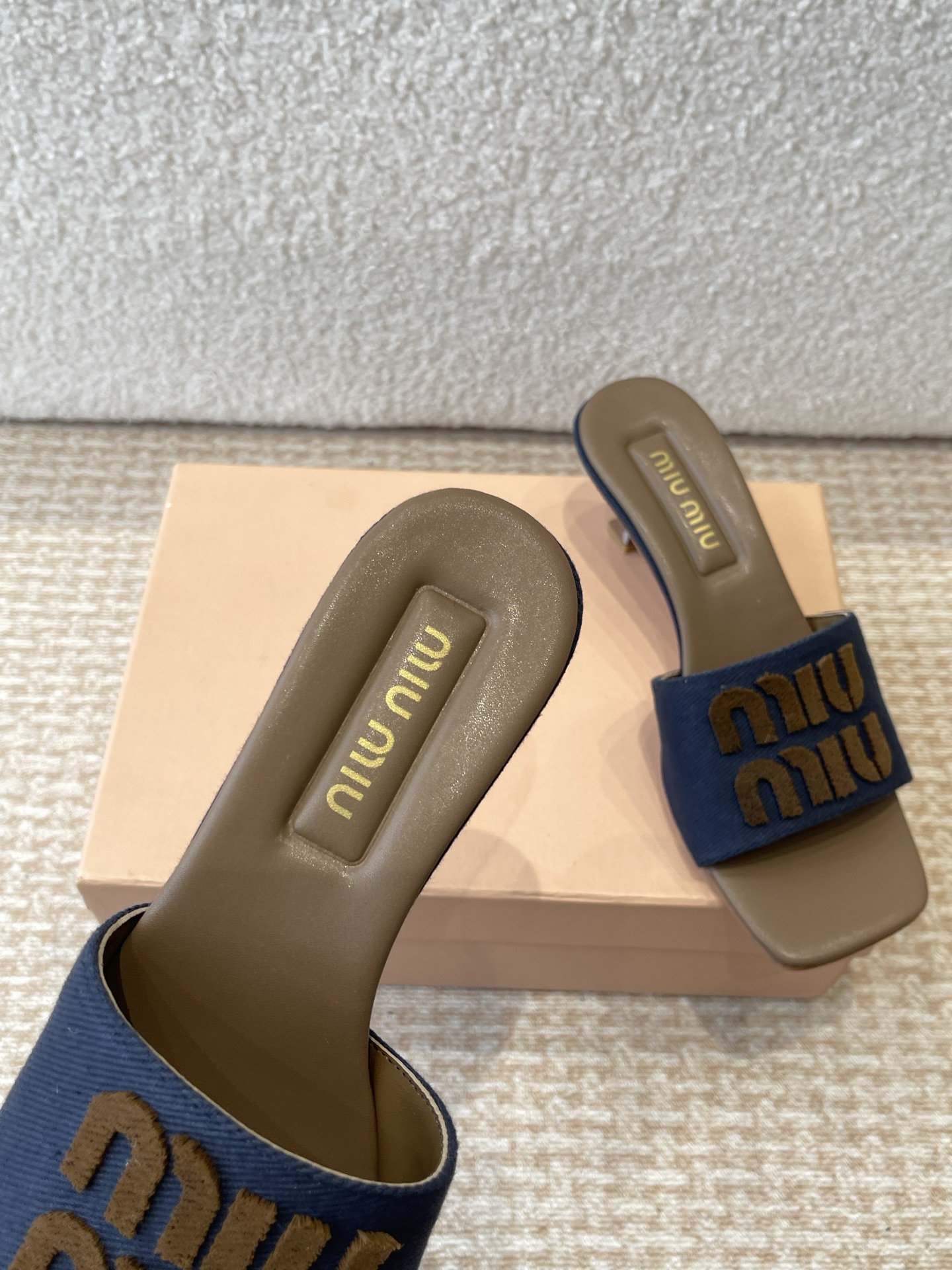 Miu Miu Women's Denim Criss Cross Band Heeled Sandals Slides Slippers 7 i1745826817656 9951 0 4
