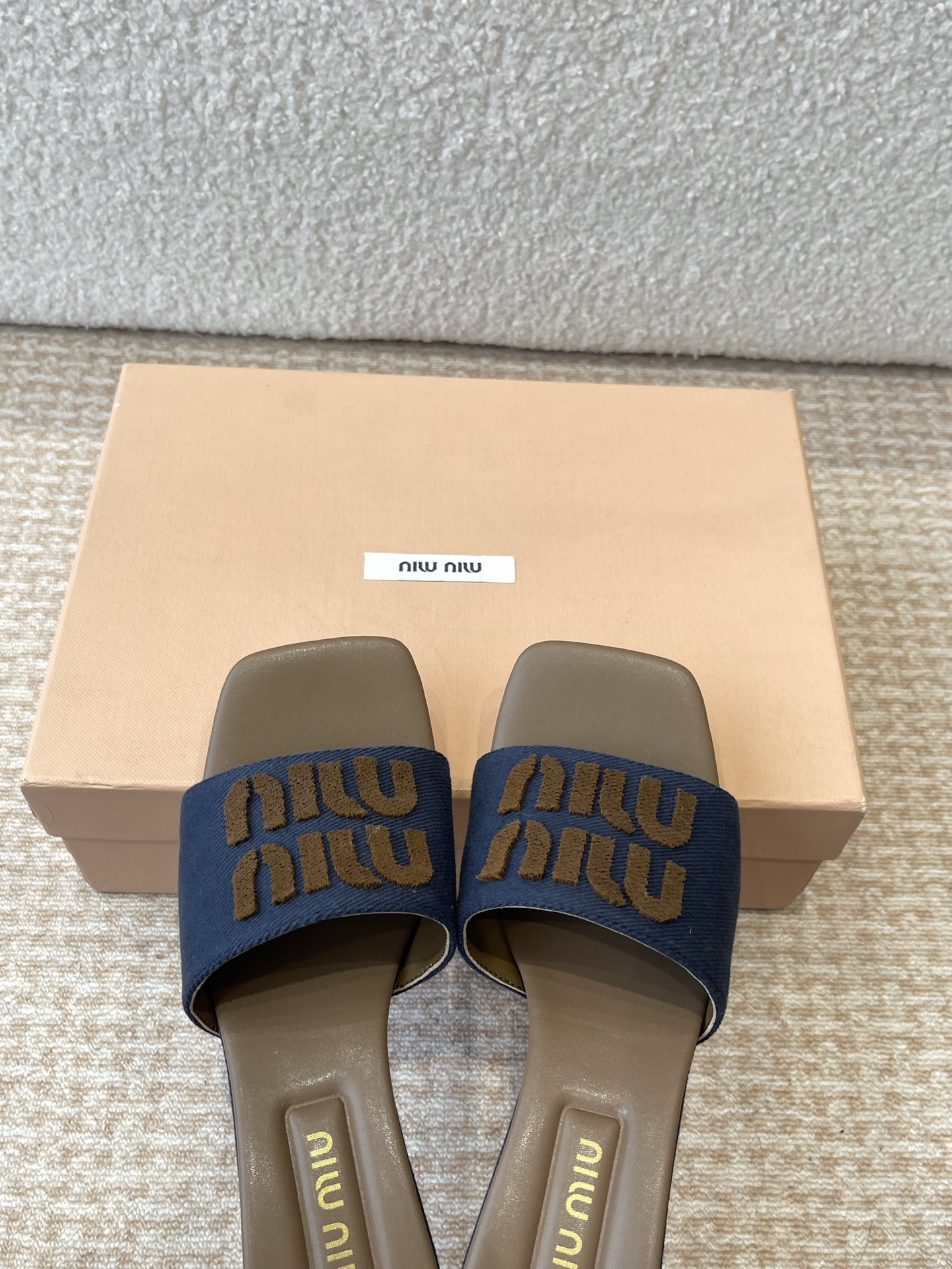 Miu Miu Women's Denim Criss Cross Band Heeled Sandals Slides Slippers 8 i1745826817721 6268 0 6