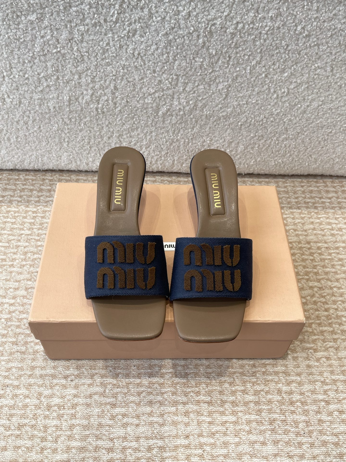 Miu Miu Women's Denim Criss Cross Band Heeled Sandals Slides Slippers 3 i1745826820103 4665 0 0