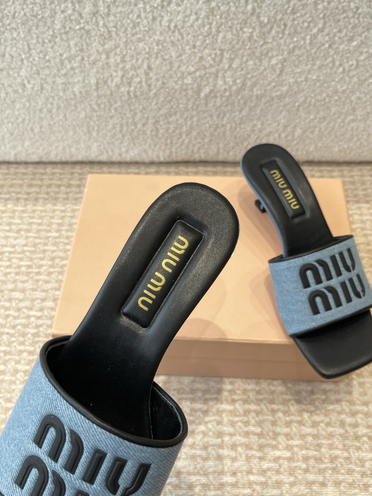 Miu Miu Women's Denim Heeled Sandals Lambskin Lining Summer Slippers 8 i1745826842607 3255 0 6