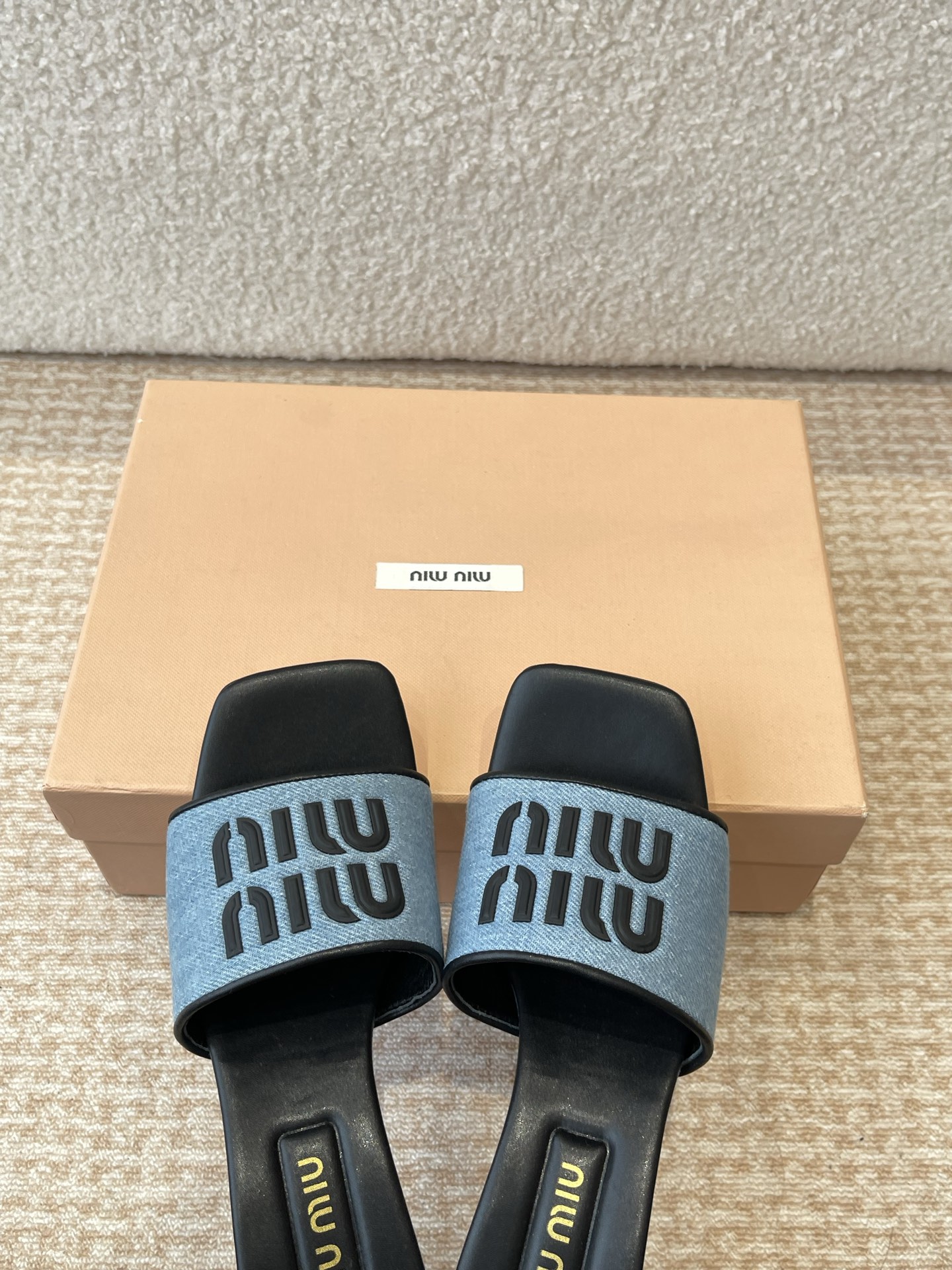 Miu Miu Women's Denim Heeled Sandals Lambskin Lining Summer Slippers 7 i1745826842718 4794 0 5