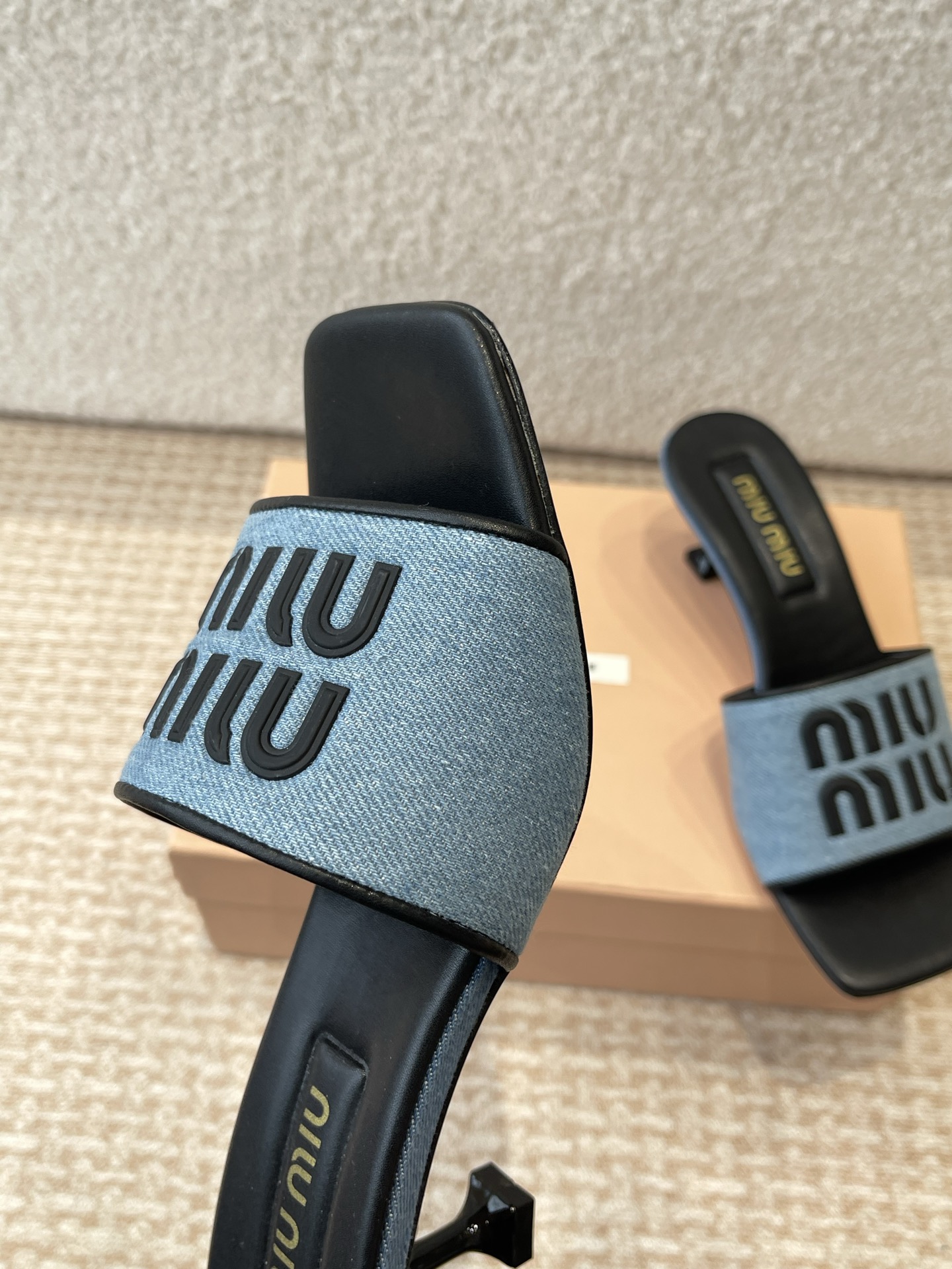 Miu Miu Women's Denim Heeled Sandals Lambskin Lining Summer Slippers 6 i1745826844816 5367 0 3
