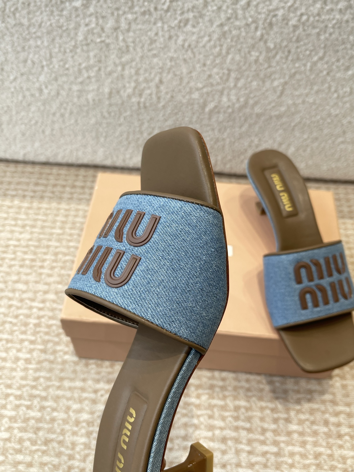 Miu Miu Denim Heeled Sandals Women's Summer Mules Slides Designer Shoes 9 i1745826865015 6527 0 7