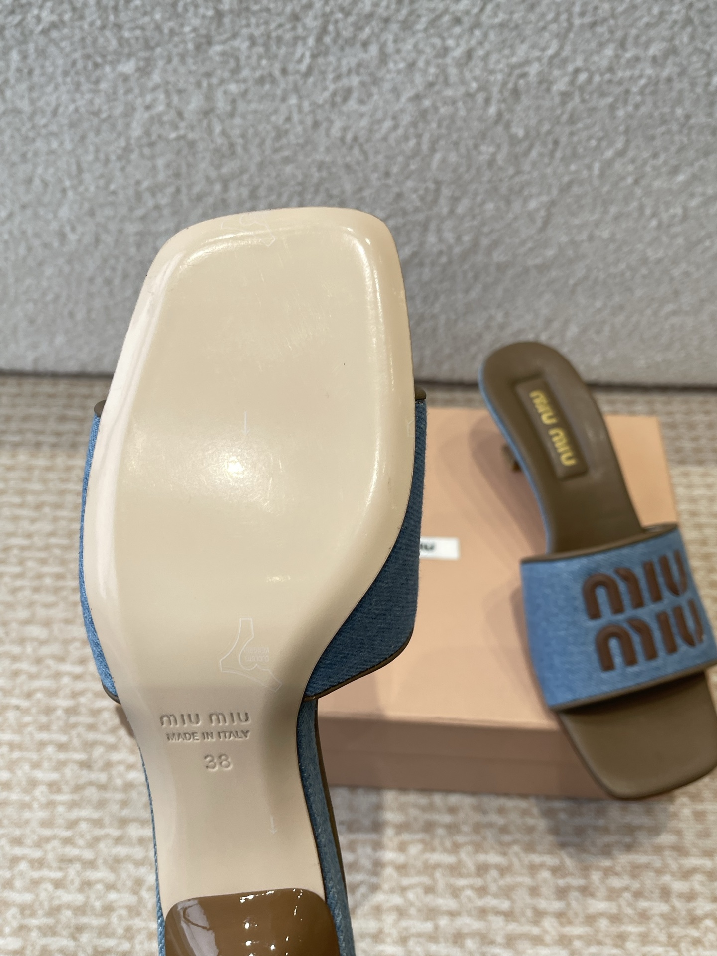 Miu Miu Denim Heeled Sandals Women's Summer Mules Slides Designer Shoes 10 i1745826866038 3593 0 8