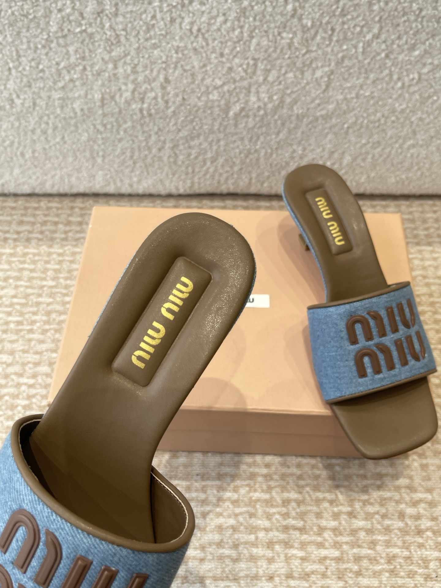 Miu Miu Denim Heeled Sandals Women's Summer Mules Slides Designer Shoes 7 i1745826866078 8702 0 4