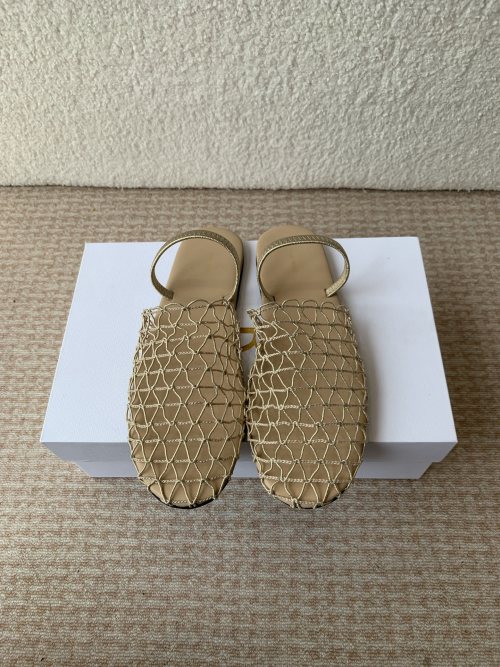 The Row Inspired Gold Hollow Out Mesh Sandals - Comfortable Summer Sliders 1 The Row Inspired Gold Hollow Out Mesh Sandals - Comfortable Summer Sliders