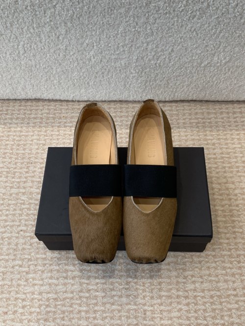 UMA WANG Ballet Flats Vintage Distressed Leather Shoes with Elastic Strap 1 UMA WANG Ballet Flats Vintage Distressed Leather Shoes with Elastic Strap