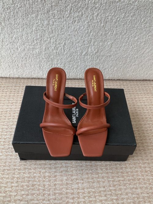 Saint Laurent YSL Logo Heel Sandals, Elegant Leather Heeled Sandals 1 Saint Laurent YSL Logo Heel Sandals, Elegant Leather Heeled Sandals