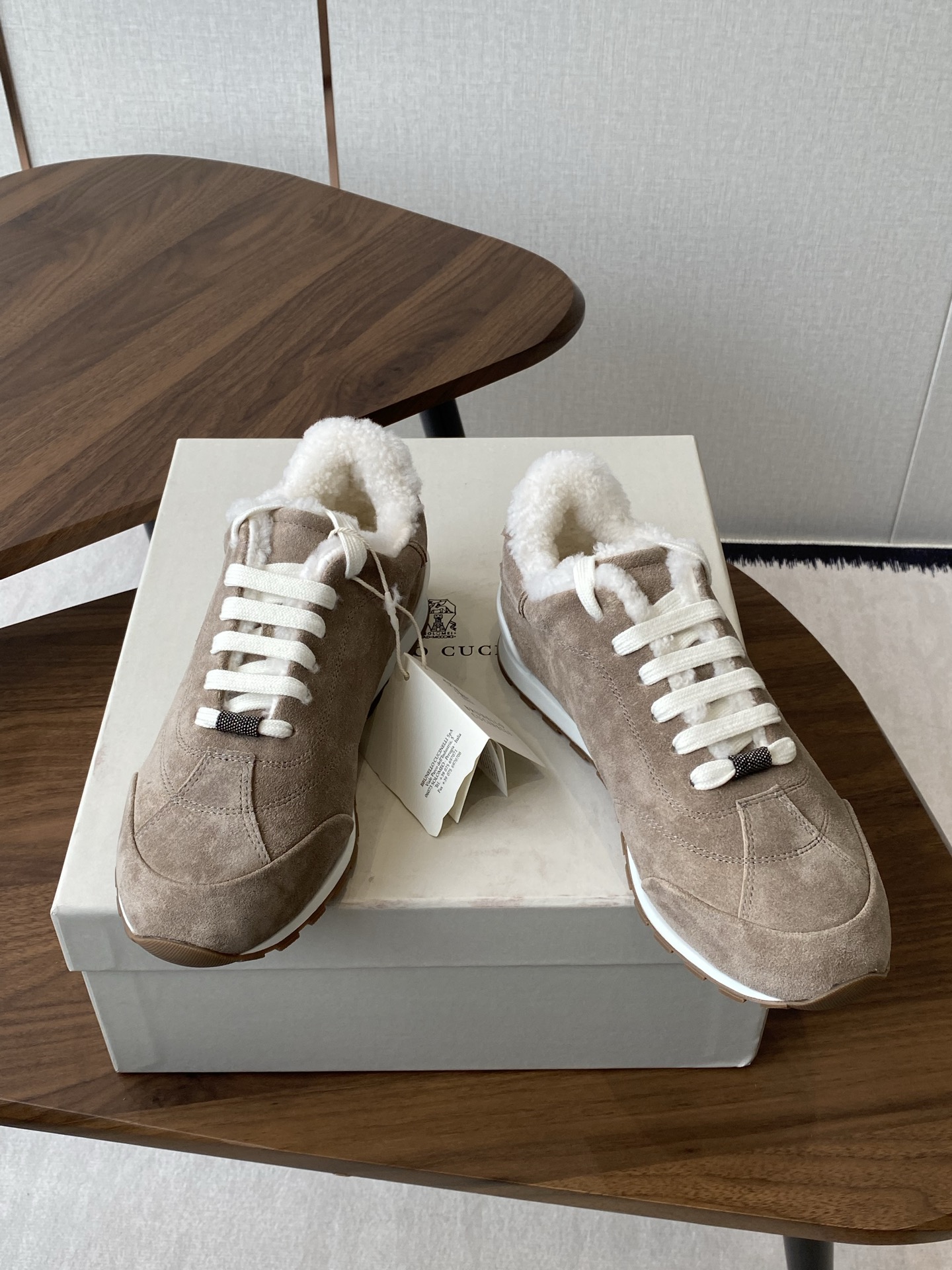 Latest Brumello Cucinelli Wool Tie Shoes with Unique Design and TPU Sole