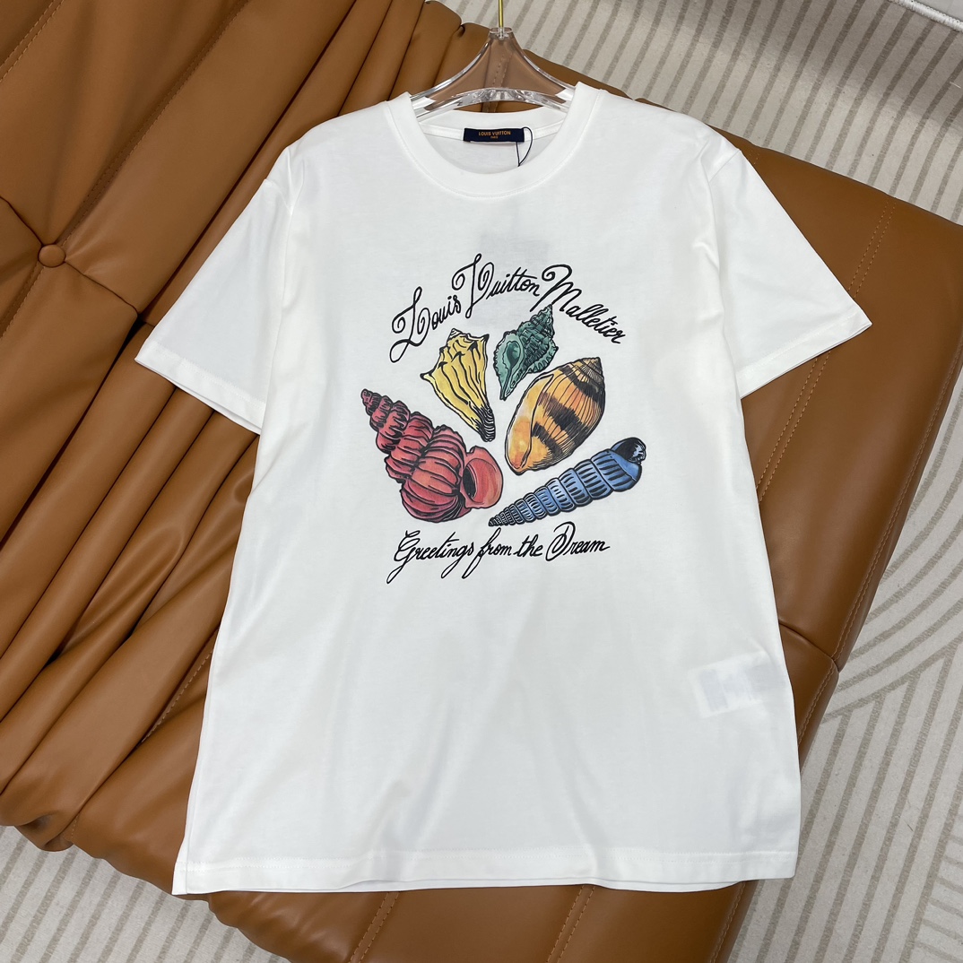 Louis Vuitton Kleding T-Shirt Borduurwerk Unisex Katoen Breien Lente/Zomercollectie Korte mouw