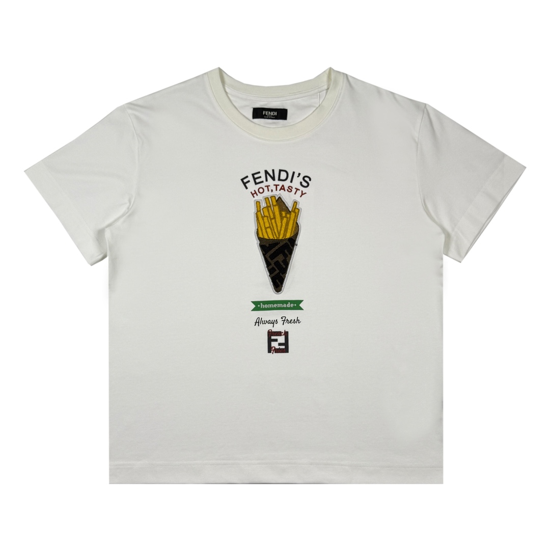 Camiseta de manga corta Fend* FF de la colección de patatas fritas 🍟, tallas XS-L