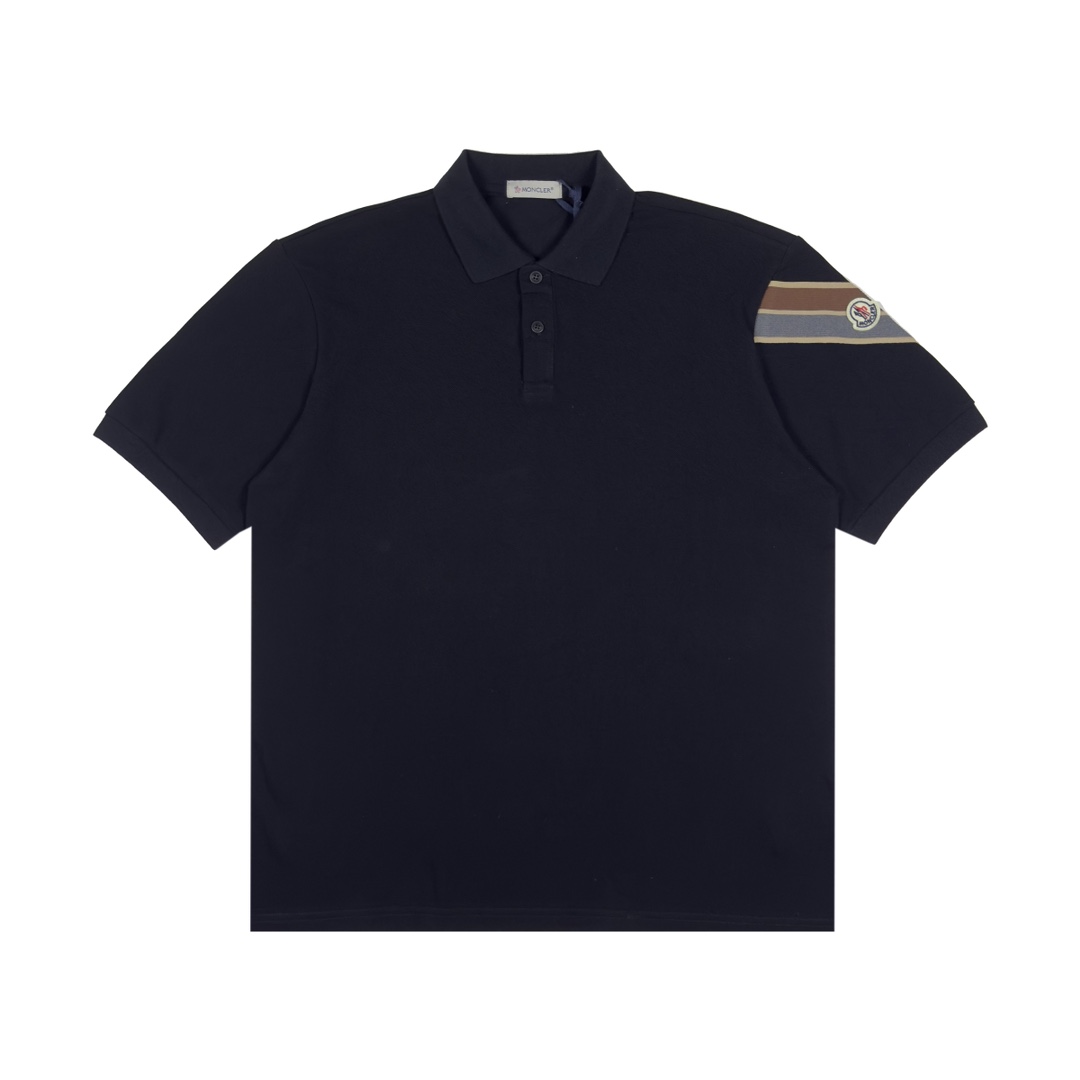 Polo de Moncler con mangas de colores y cinta tejida, cuello vuelto, 3 colores, tallas XS-L