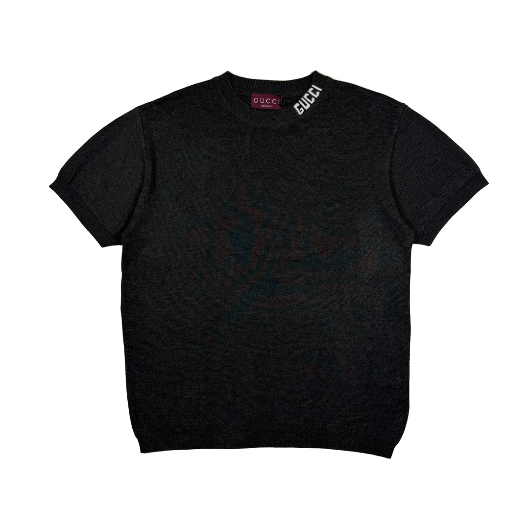 Camiseta de manga corta Gucci con letras incrustadas en el cuello, 3 colores. Tallas: XS-L.