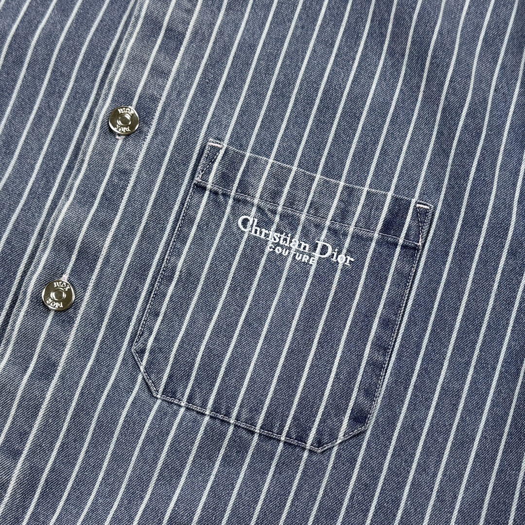Dior Dior 刺绣字母条纹水洗牛仔衬衫 码数S-XL