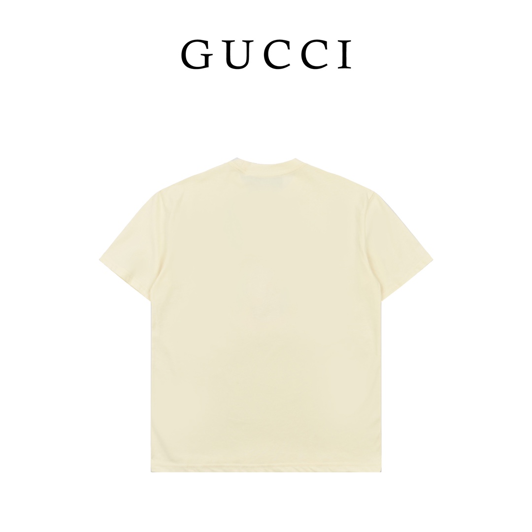 GUCCI/古驰2023ss太阳花印花短袖 水浆印花工艺圆领直筒版型