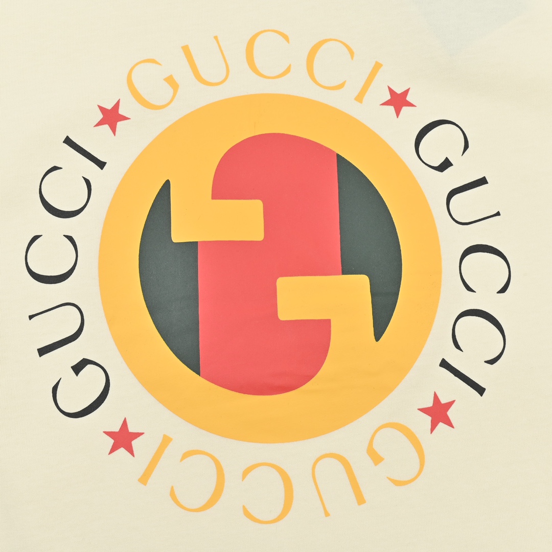 GUCCI/古驰2023ss太阳花印花短袖 水浆印花工艺圆领直筒版型