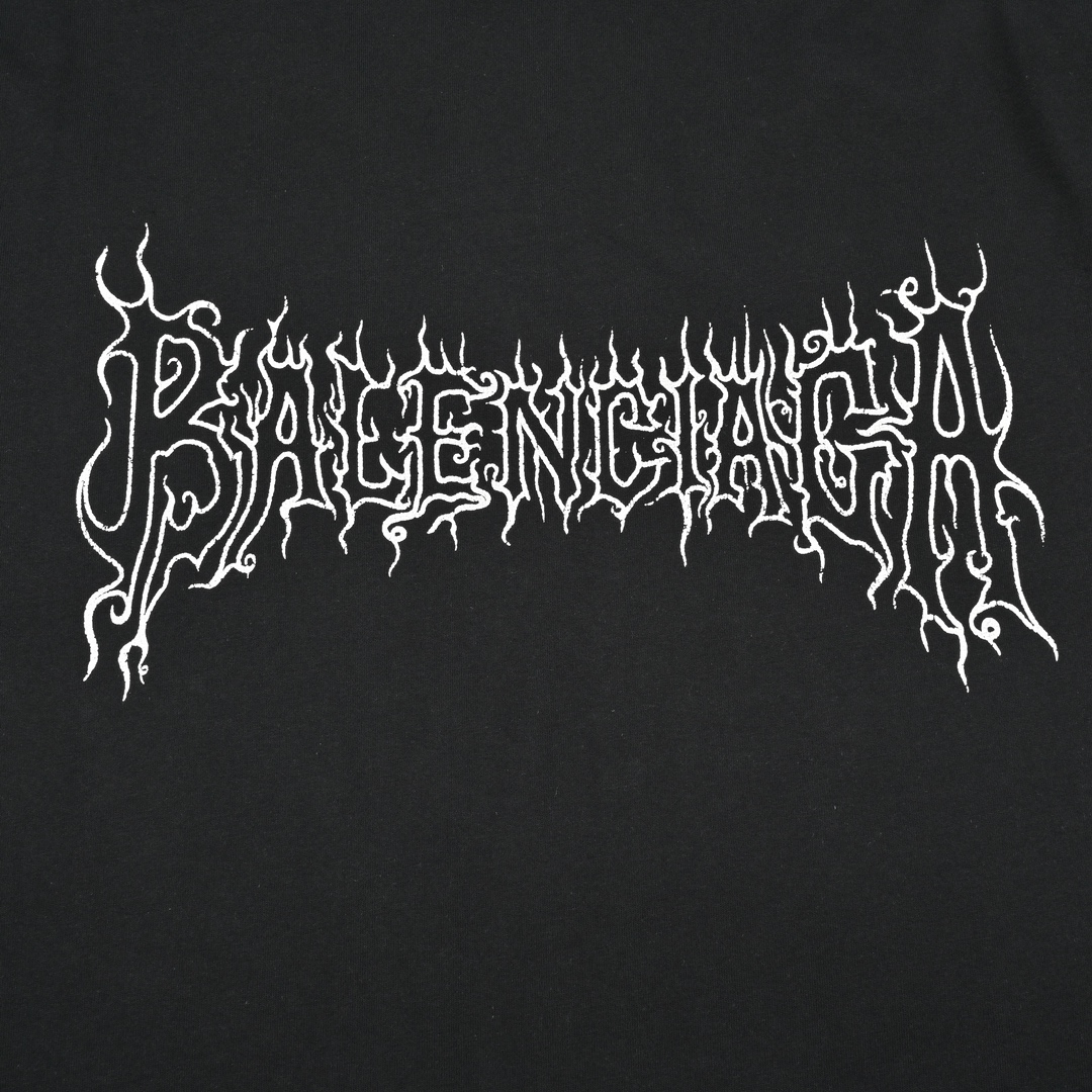 Balenciaga巴黎世家BLCG 24SS 大廓形火焰短袖T恤 黑色