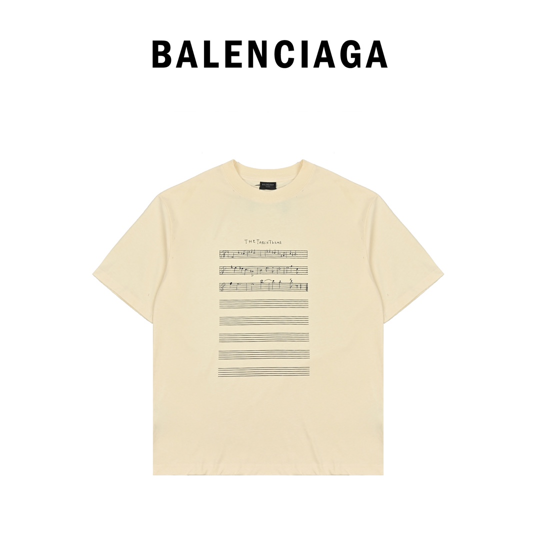 Balenciga/巴黎世家 音符前后印花T恤