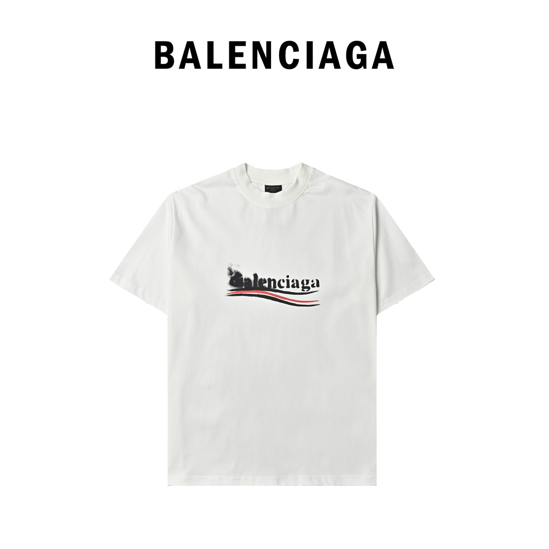 Balenciaga巴黎世家BLCG 24SS泼墨模糊可乐短袖T恤