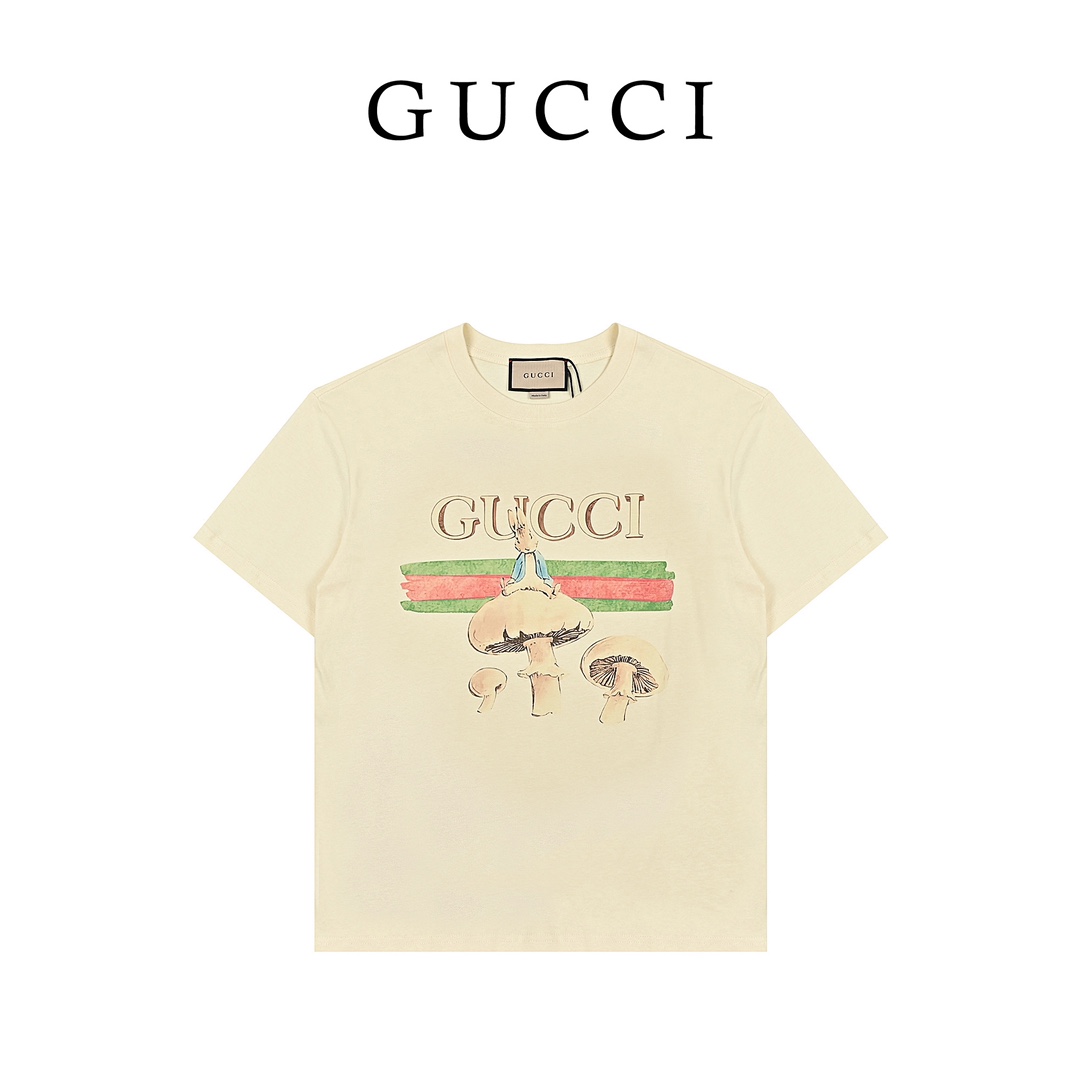 Gucci 古驰 经典字母logo蘑菇印花T恤