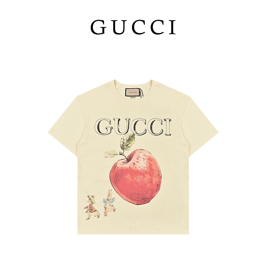 Gucci 古驰 24ss经典字母logo苹果印花T恤! 2024早春系列高克重短袖
