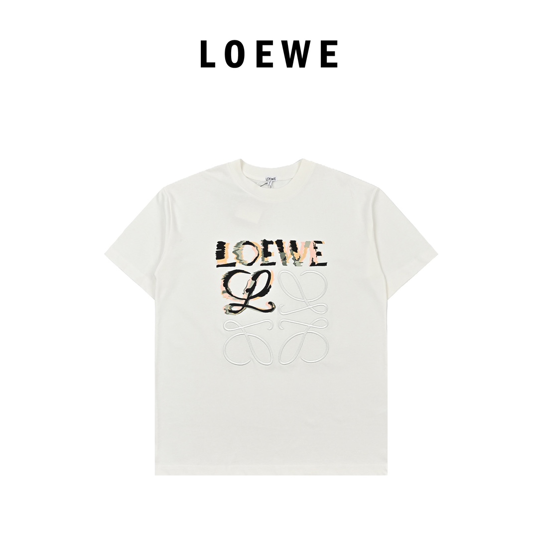 Loewe罗意威 24Ss涂鸦刺绣短袖 高密度LOGO立体刺绣工艺