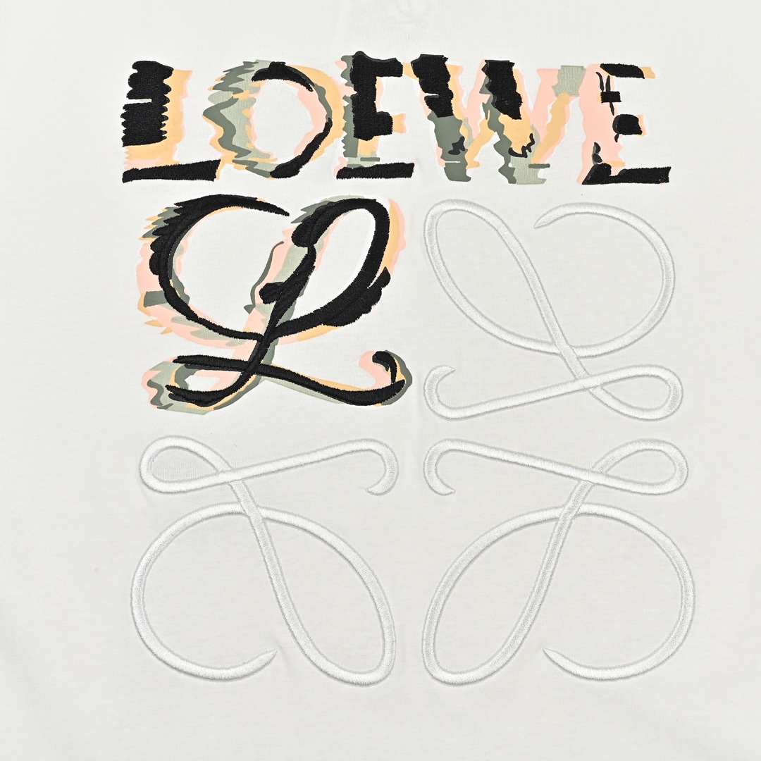 Loewe罗意威 24Ss涂鸦刺绣短袖 高密度LOGO立体刺绣工艺