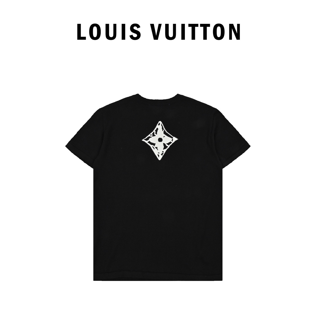 Louis Vuitton路易威登24ss滑雪系列裂纹提花针织短袖