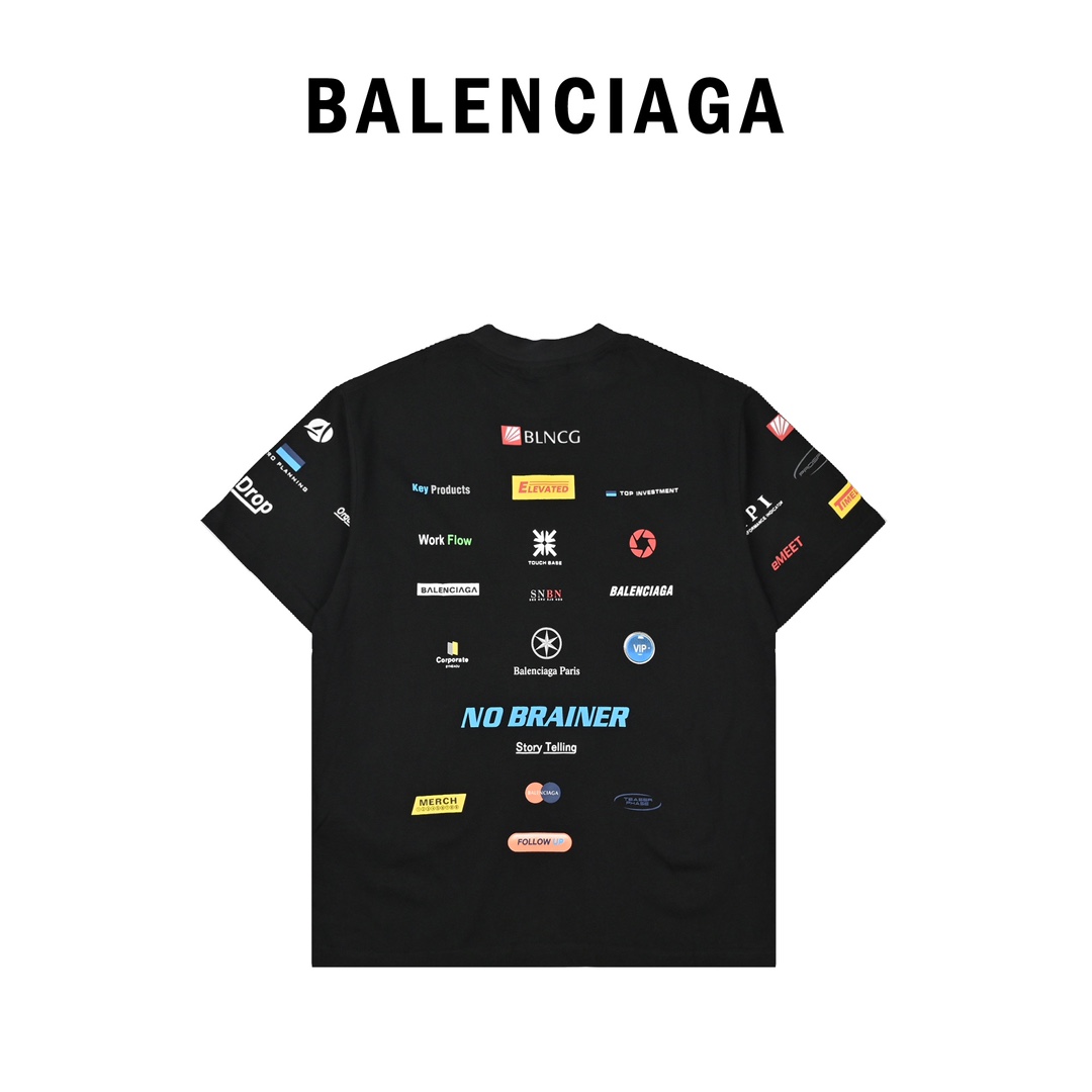 Balenciaga巴黎世家BLCG 24ss赛车服多元素标签印花短袖T恤