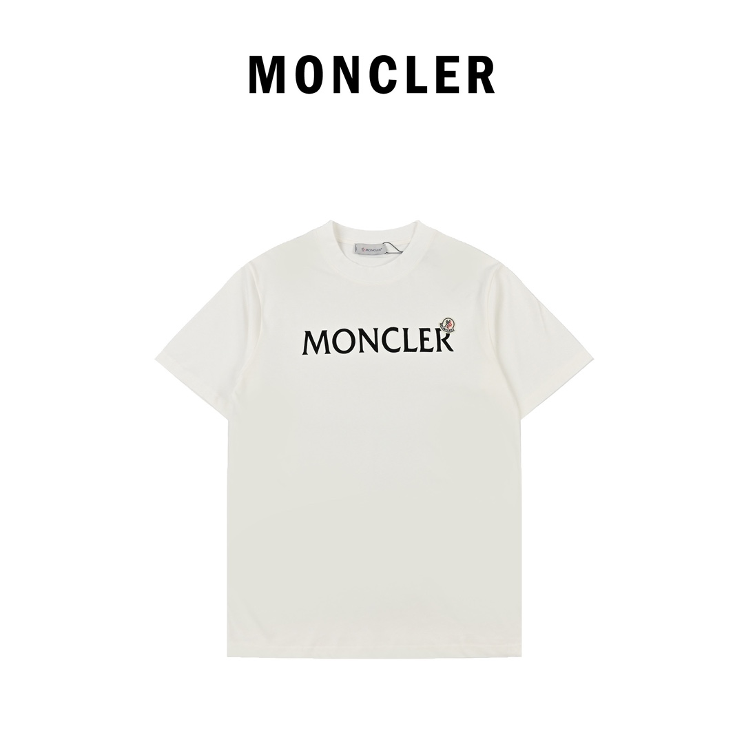 Moncler/蒙口 24ss 植绒字母logo短袖 采用32S双纱平纹