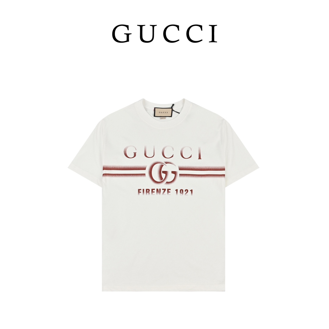 Gucci 古驰Firenze 1921褪色印花圆领短袖