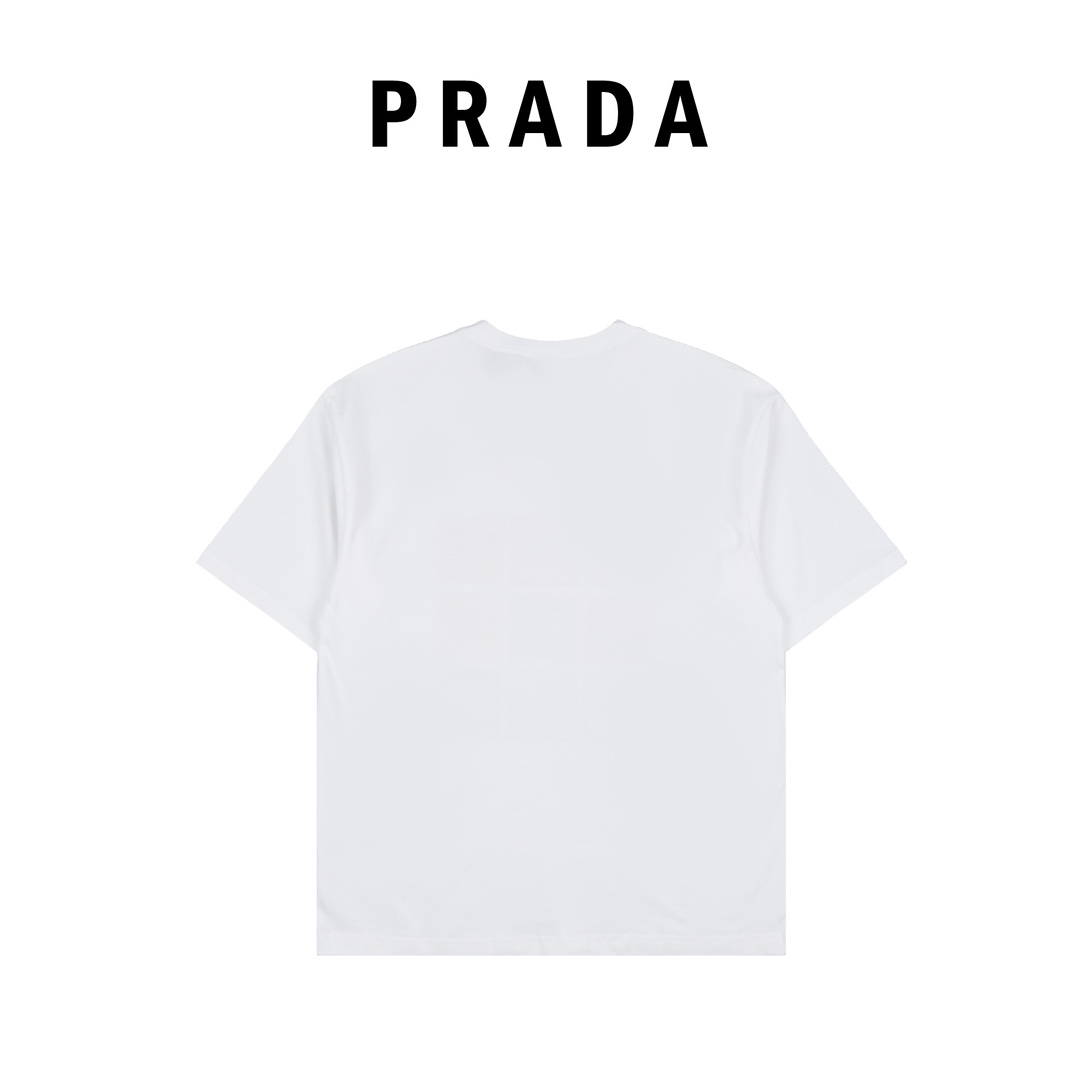 Prada普拉达24ss九宫格方块字母圆领短袖