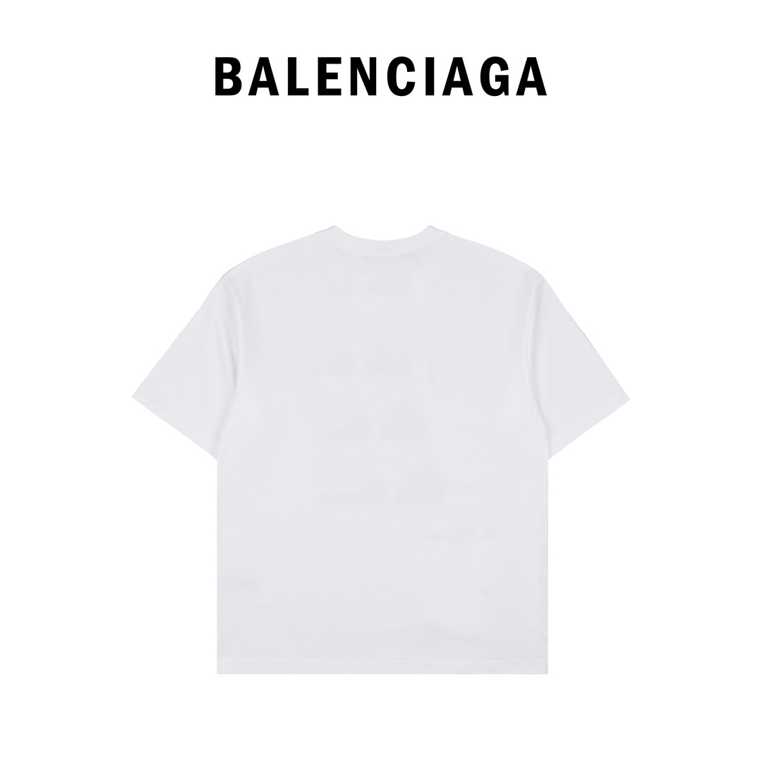 Balenciaga巴黎世家背头墨镜男图案圆领短袖 260克60支纯棉双纱