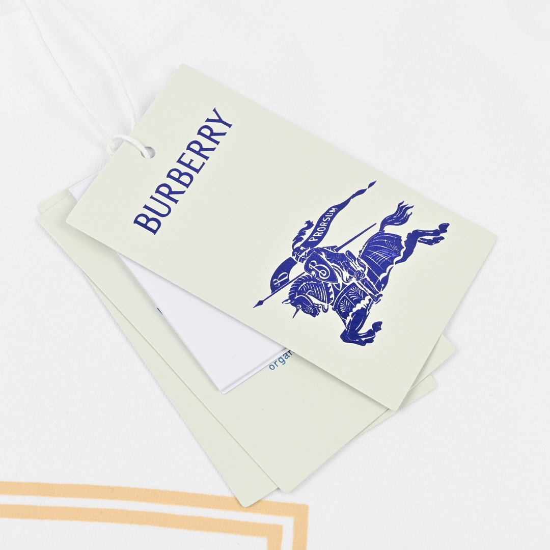 Burberry巴宝莉马术骑士战马徽标绒面发泡印花棉质宽松T恤衫