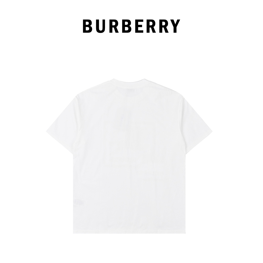 Burberry巴宝莉马术骑士战马徽标绒面发泡印花棉质宽松T恤衫