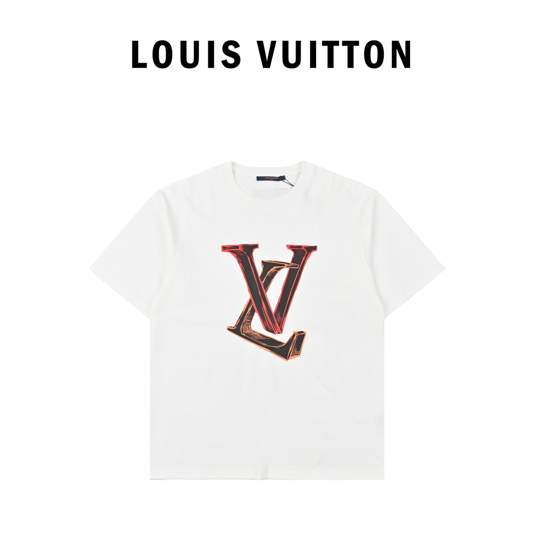 Louis Vuitton路易威登大Logo印花标识装饰短袖t恤
