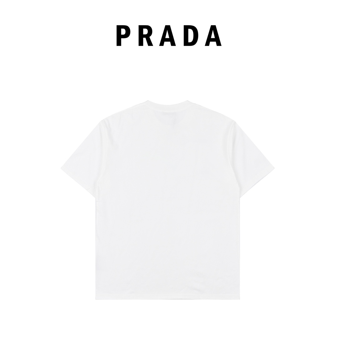 Prada普拉达 胸口小标字母印花圆领短袖