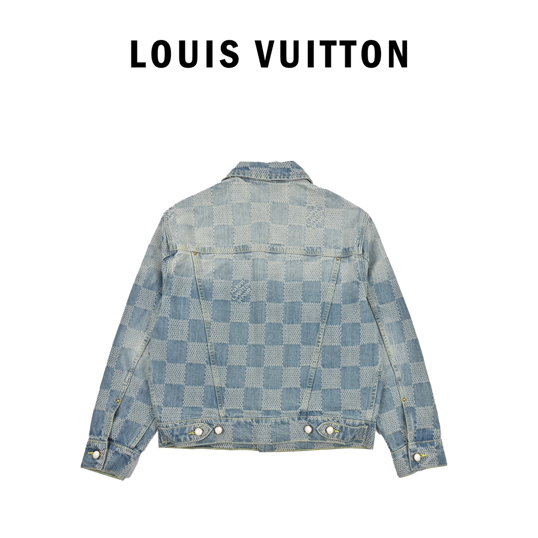 Louis Vuitton路易威登24SS 棋盘格翻领牛仔外套