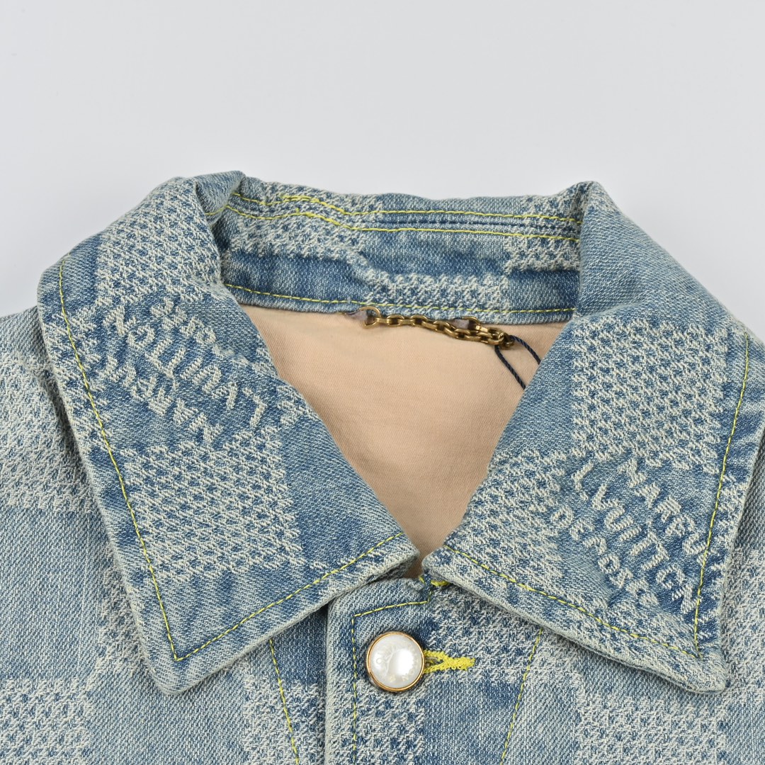 Louis Vuitton路易威登24SS 棋盘格翻领牛仔外套