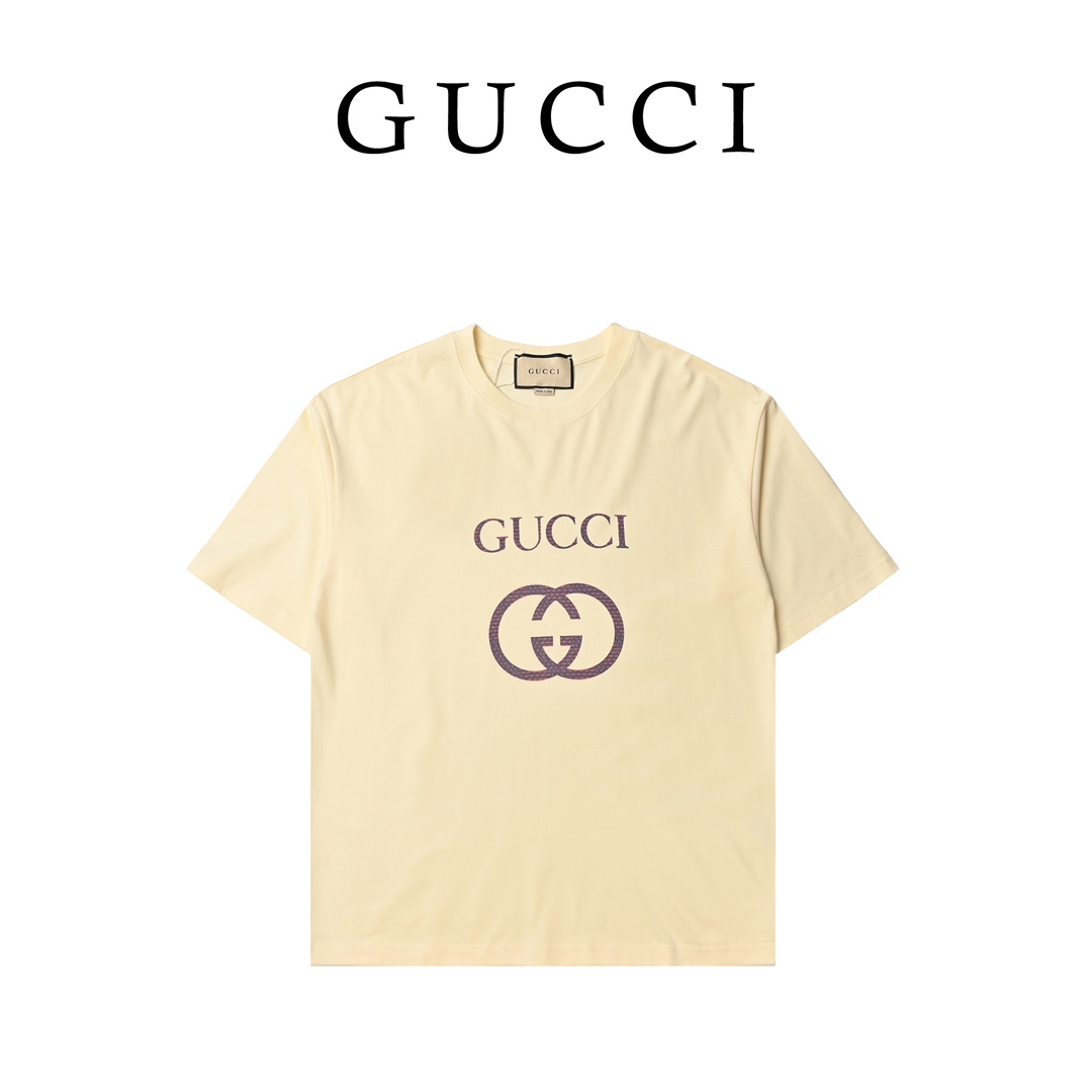 Gucci古驰24ss紫标互扣印花短袖 -GUCCI~古驰 当季新品数码印花短袖T恤 527120003