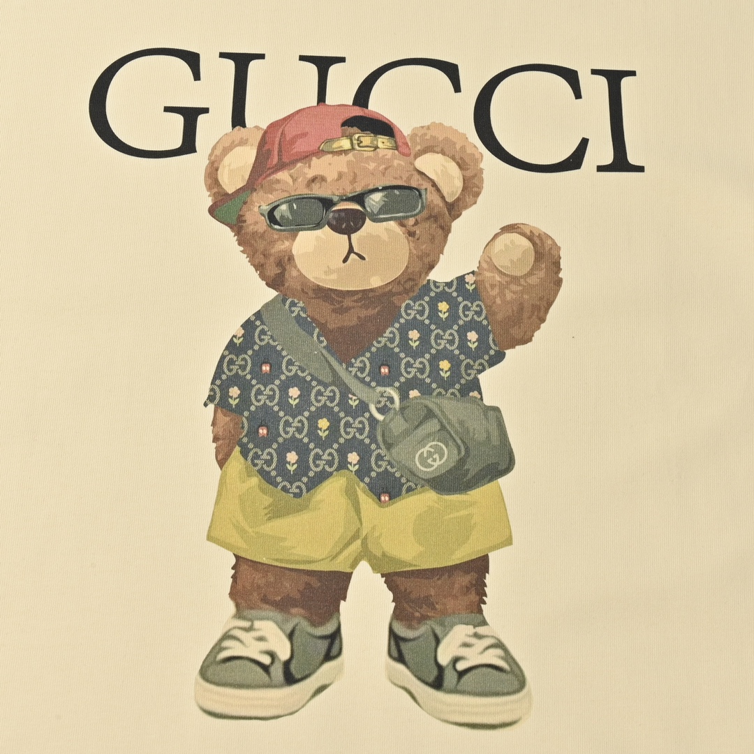 Gucci 古驰2023ss眼镜熊印花短袖T恤 印花采用进口水浆材质 529120003