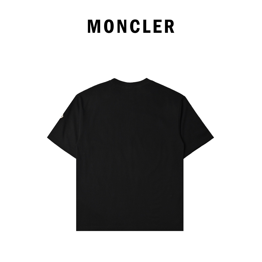 160 Moncler蒙口趣味字母板鞋图案logo数码印花休闲情侣短袖T恤