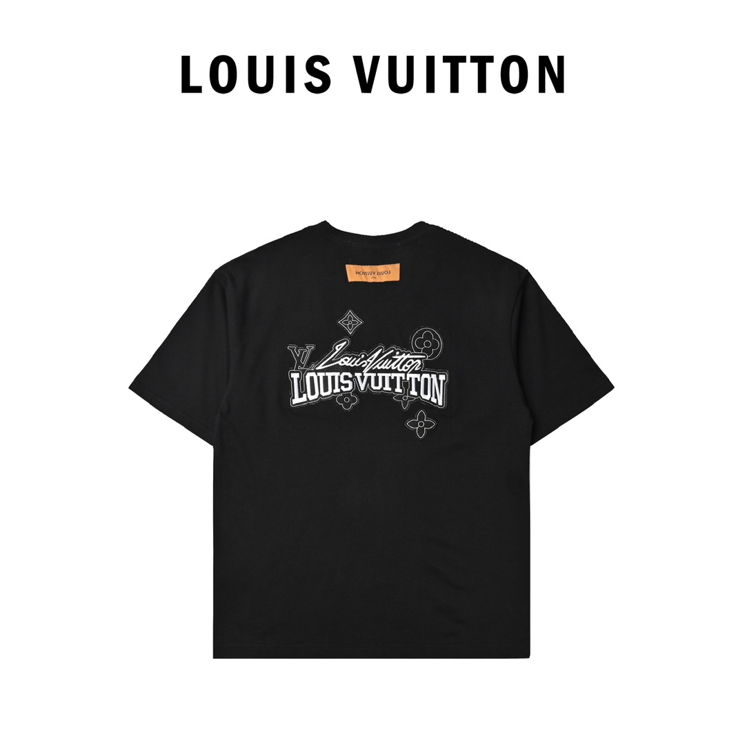 Louis Vuitton路易威登重磅字母绣花短袖 黑 白