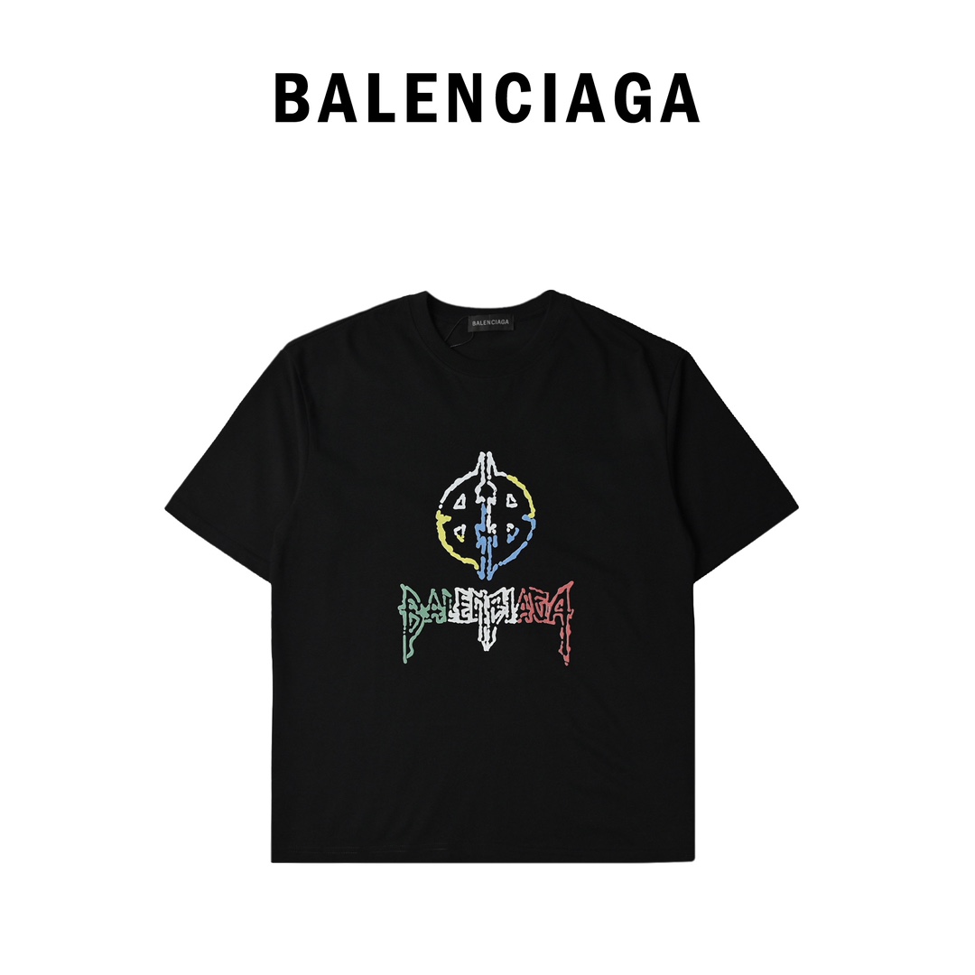 Balenciaga巴黎世家24ss新款彩标圆领T恤